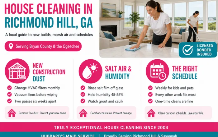 House cleaning in Richmond Hill, GA infographic by Hubbard's Maid Service