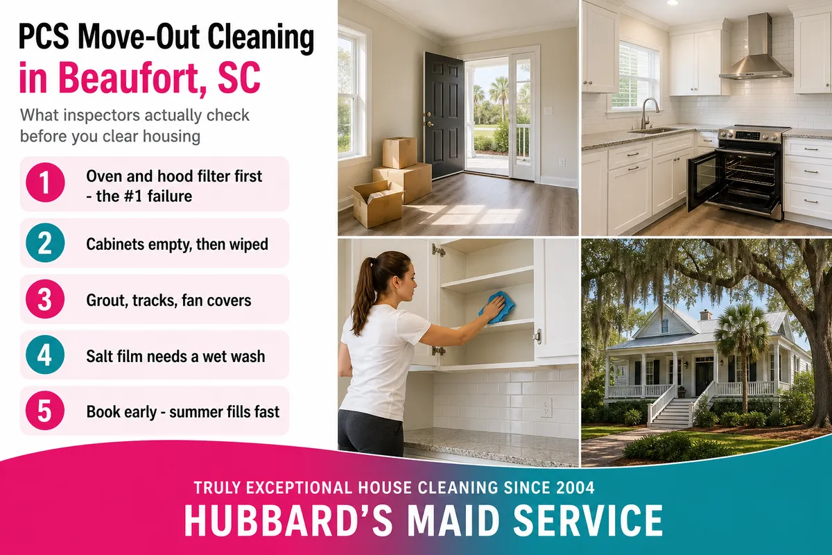 PCS move-out cleaning checklist for Beaufort, SC - Hubbard's Maid Service
